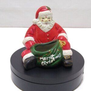 Santa Claus Ceramic Figurine Trinket Dish Vintage Holiday Home Decor